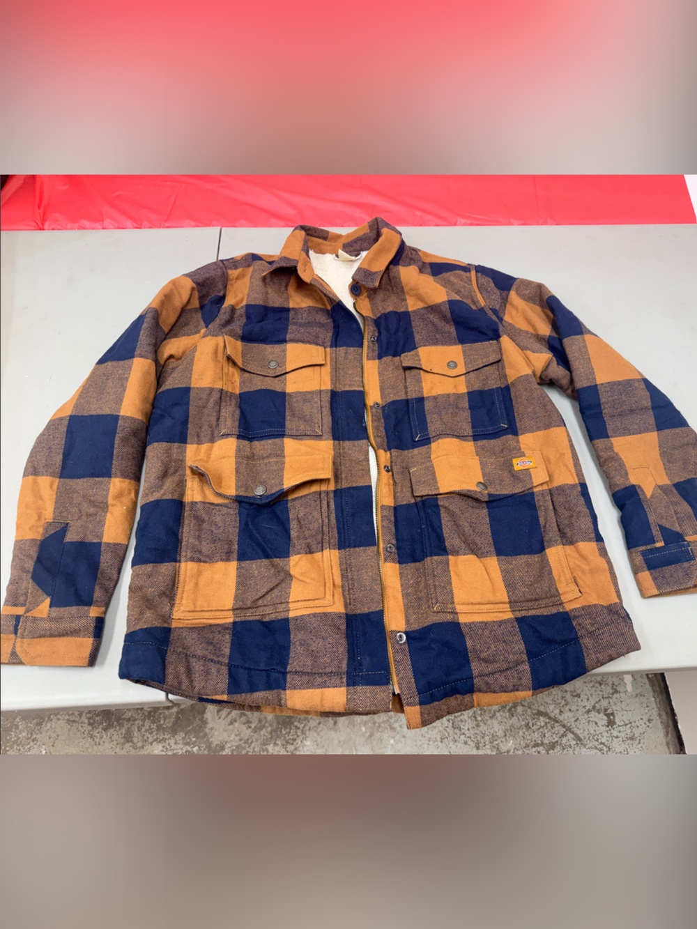 Dickies Orange and Navy Plaid Workshirt Jacket